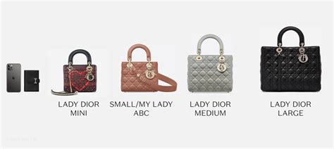 dior lady d'joy|Lady Dior size comparison.